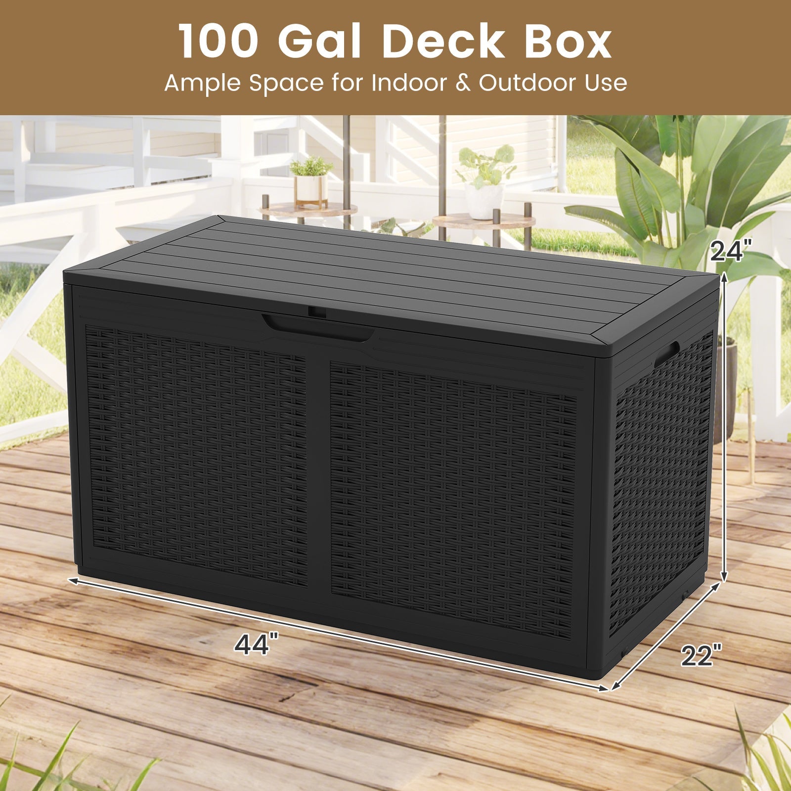 100-Gallon Outdoor Resin Deck Box