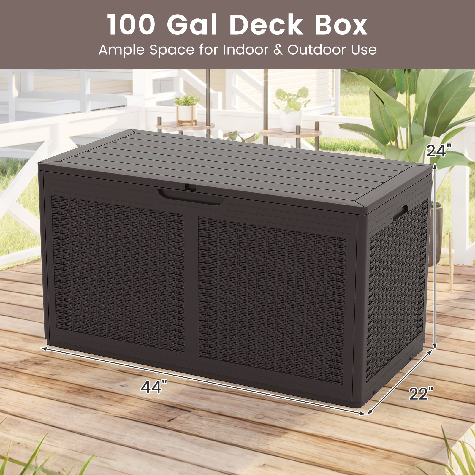 100-Gallon Outdoor Resin Deck Box