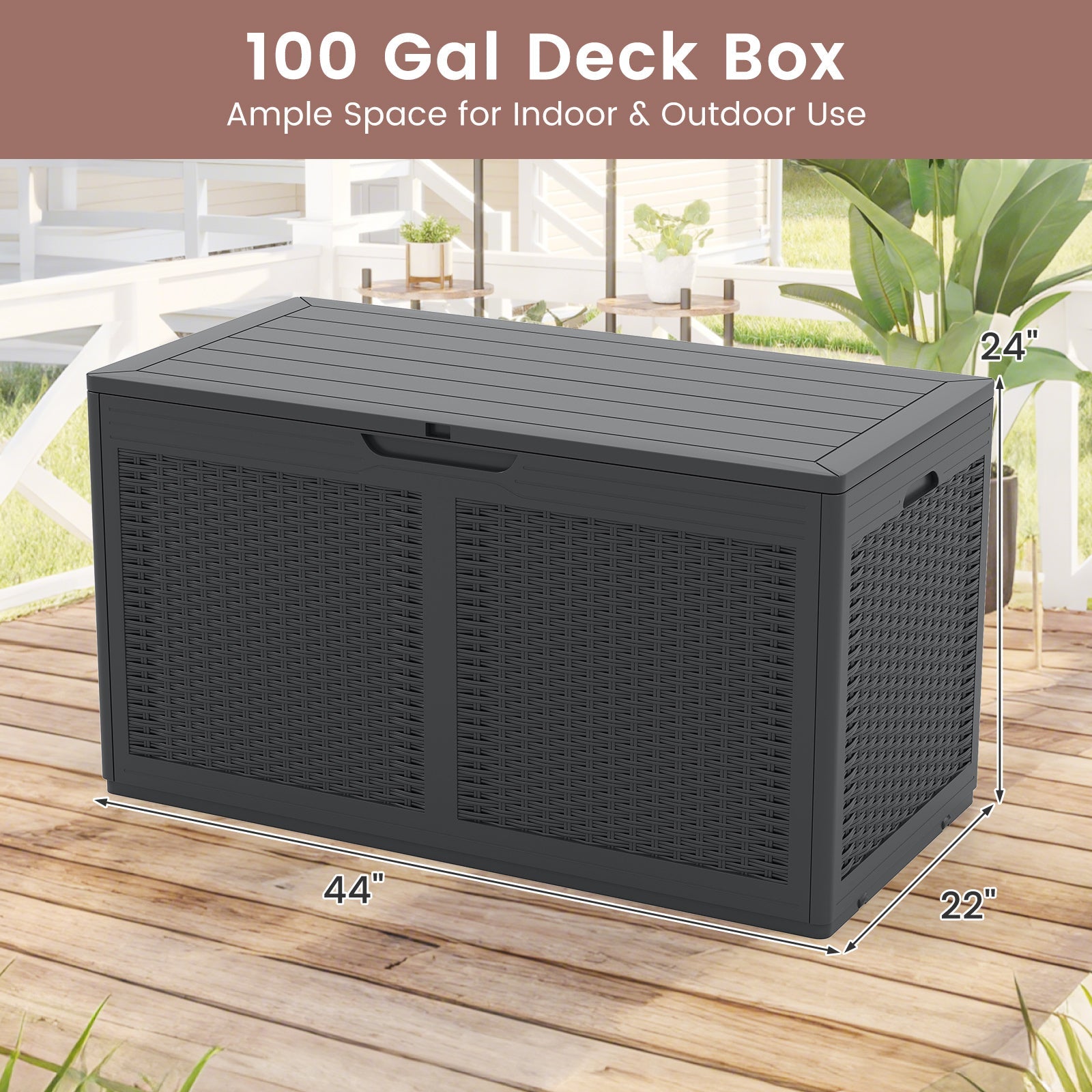 100-Gallon Outdoor Resin Deck Box