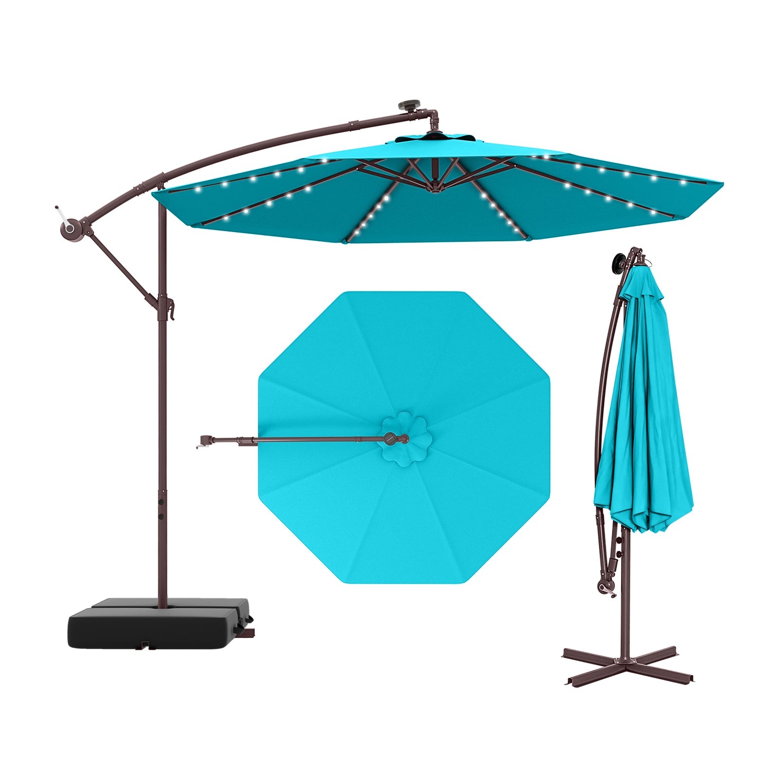10-Foot Solar LED Cantilever Patio Umbrella