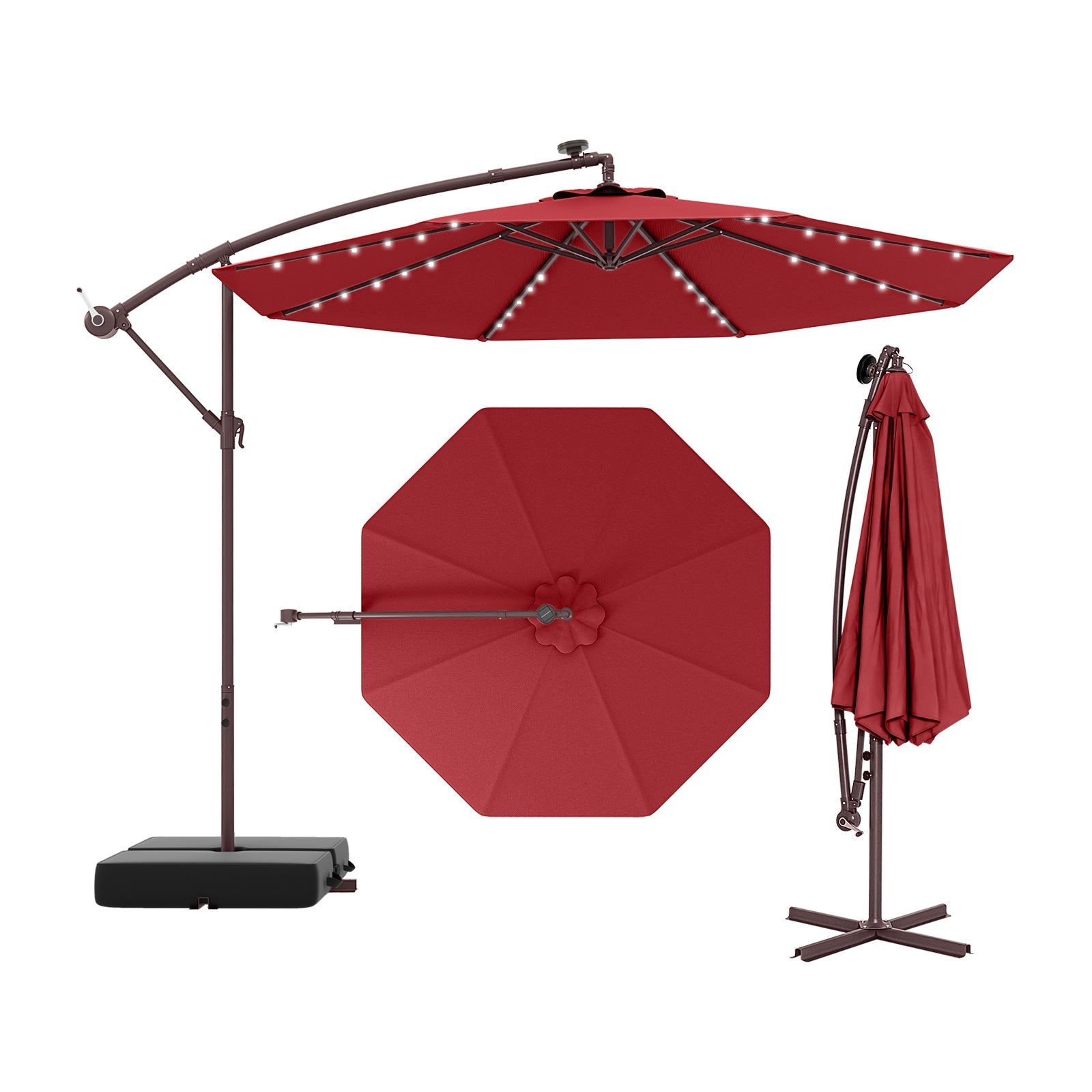 10-Foot Solar LED Cantilever Patio Umbrella