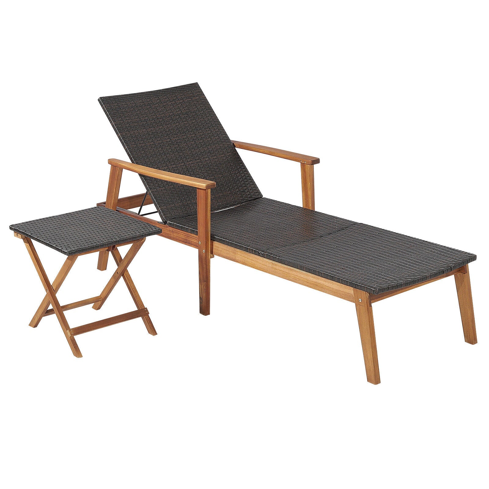Adjustable Patio Chaise Lounge and Side Table Set