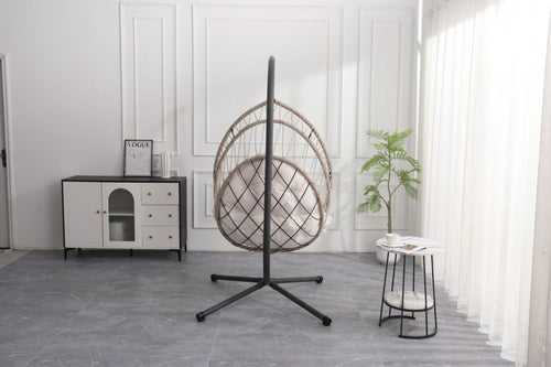 Outdoor Egg Chair with Stand-Beige & Gray