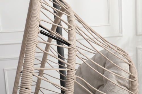 Outdoor Egg Chair with Stand-Beige & Gray