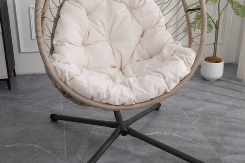 Outdoor Egg Chair with Stand-Beige & Gray