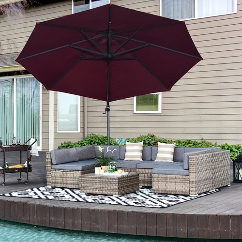 Outsunny 7 Pcs Patio Rattan Sofa Set All Weather Conversation Garden