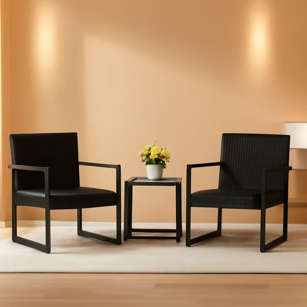 Black 3-Piece Outdoor Patio Conversation Set