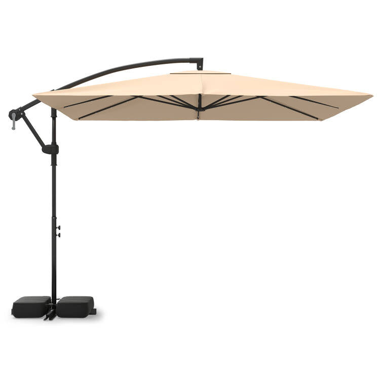8' x 8' Solar LED Cantilever Patio Umbrella with 360° Rotation