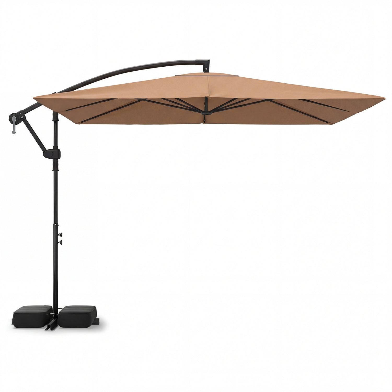 8' x 8' Solar LED Cantilever Patio Umbrella with 360° Rotation