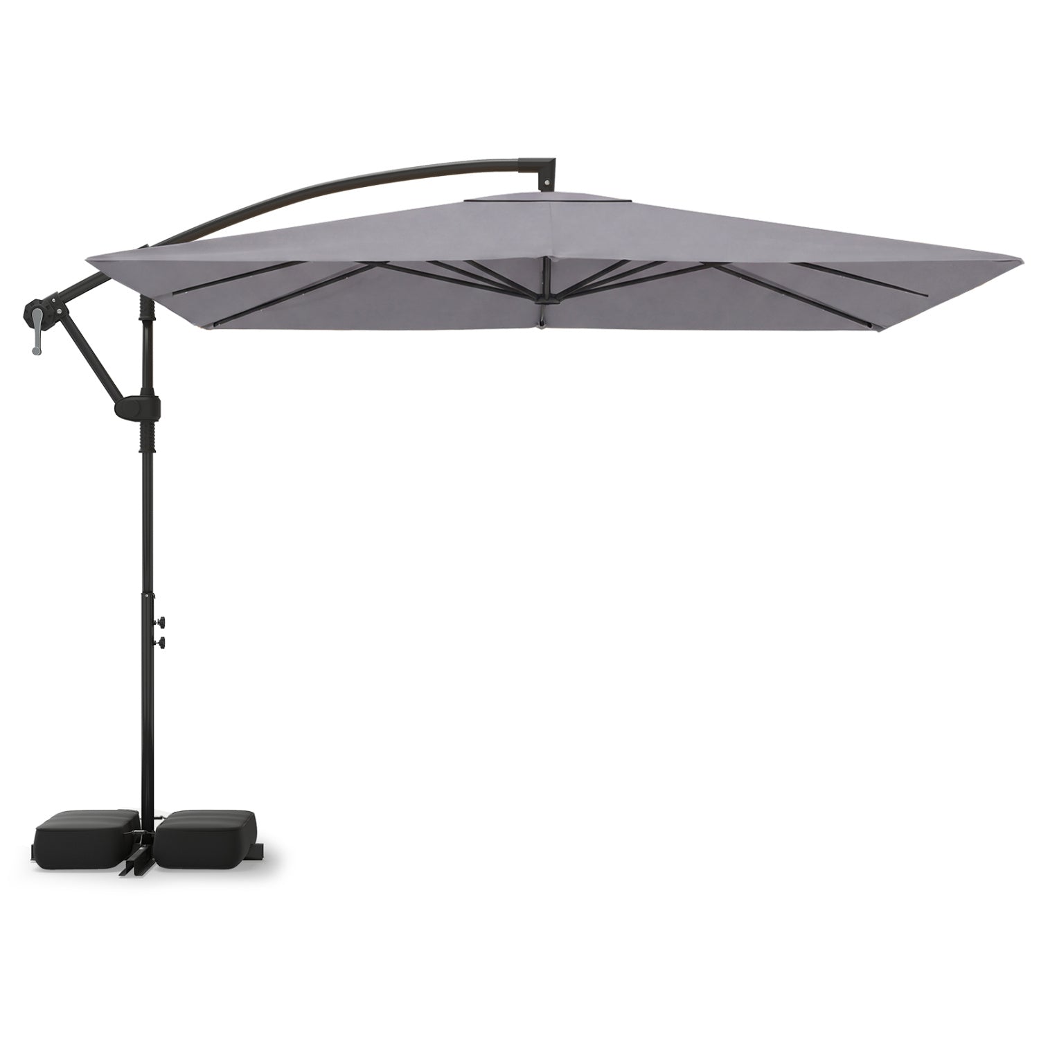 8' x 8' Solar LED Cantilever Patio Umbrella with 360° Rotation
