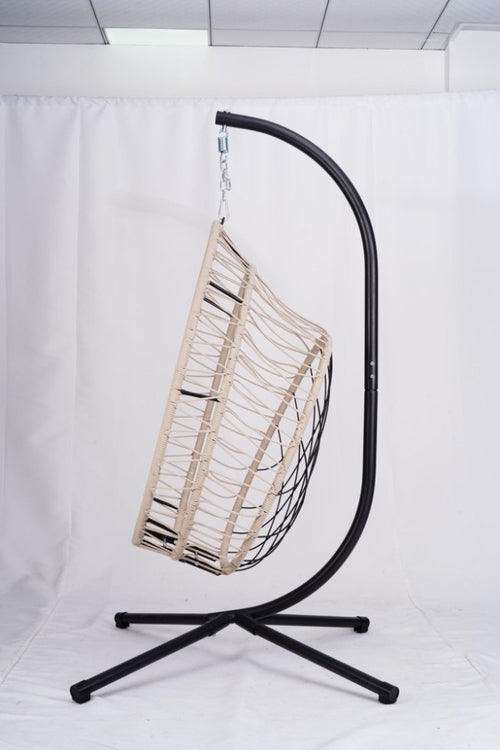 Outdoor Egg Chair with Stand-Beige & Gray