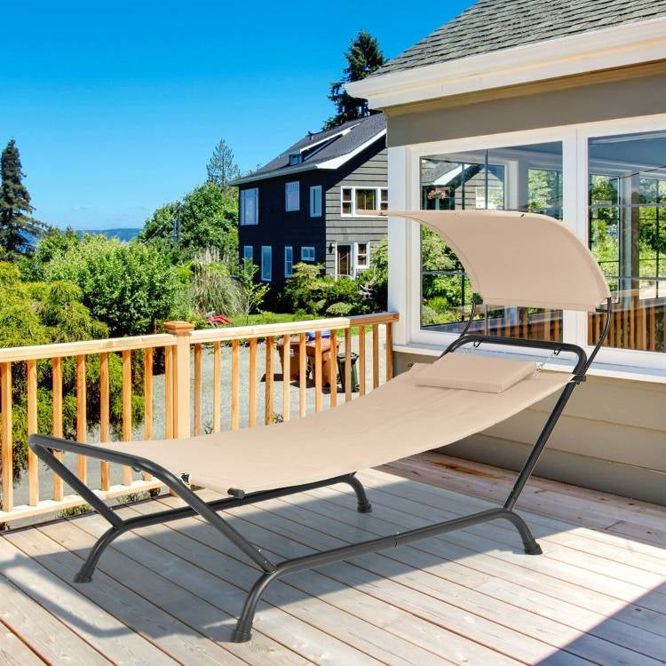 Portable Canopy Chaise Lounge with Storage Bag