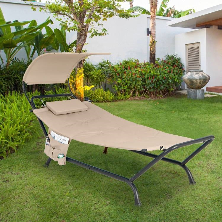 Portable Canopy Chaise Lounge with Storage Bag