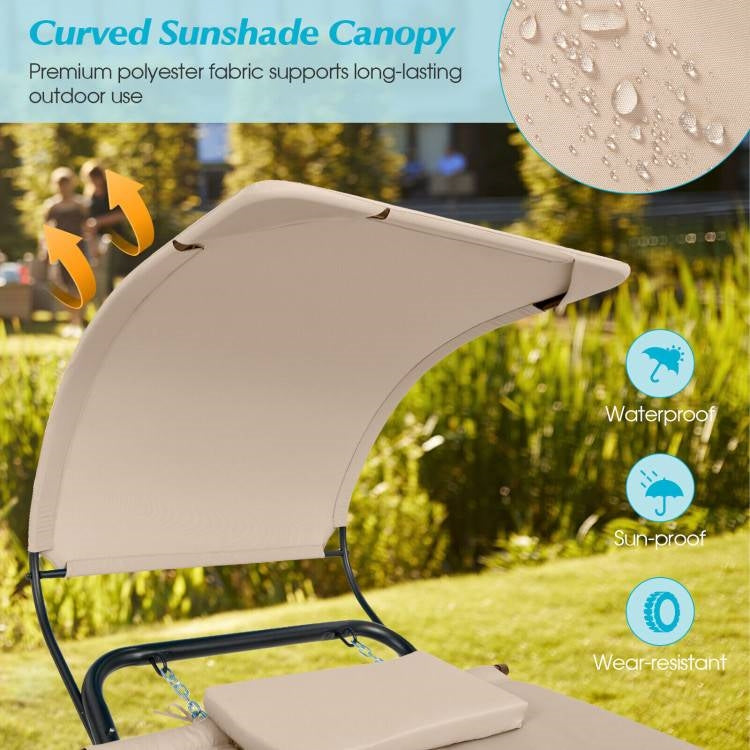 Portable Canopy Chaise Lounge with Storage Bag
