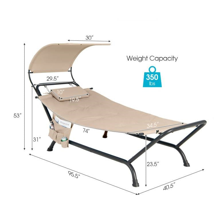Portable Canopy Chaise Lounge with Storage Bag