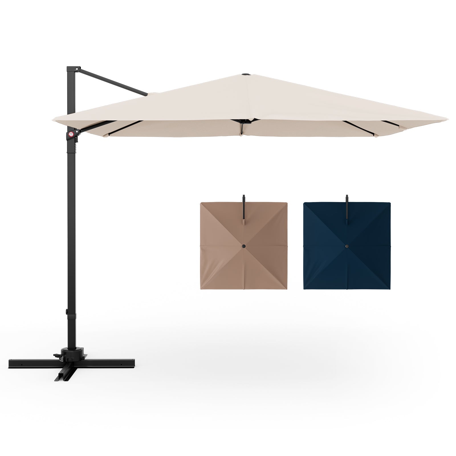 9.5-Foot Square Cantilever Patio Umbrella with 360° Rotation