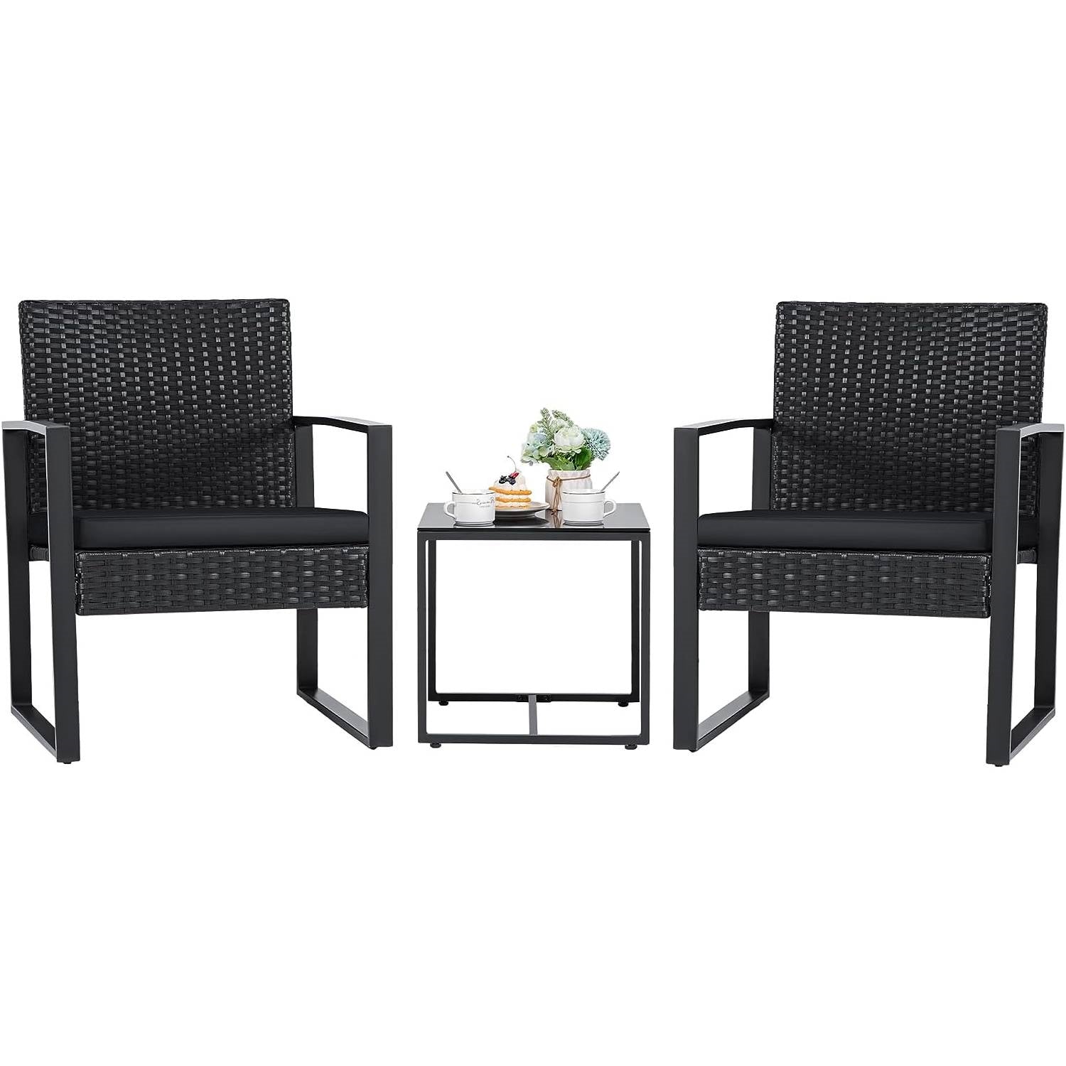 Outdoor 3-Piece Patio Chair Set with Side Table