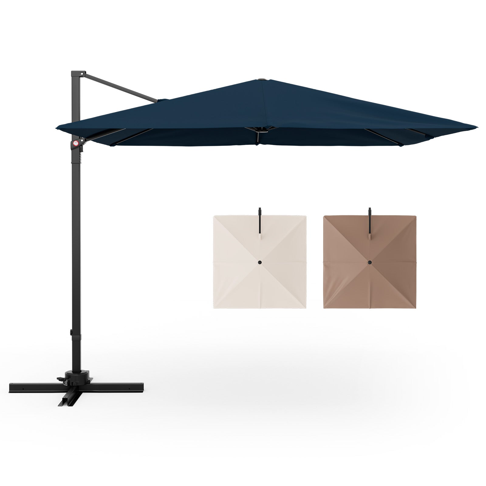 9.5-Foot Square Cantilever Patio Umbrella with 360° Rotation