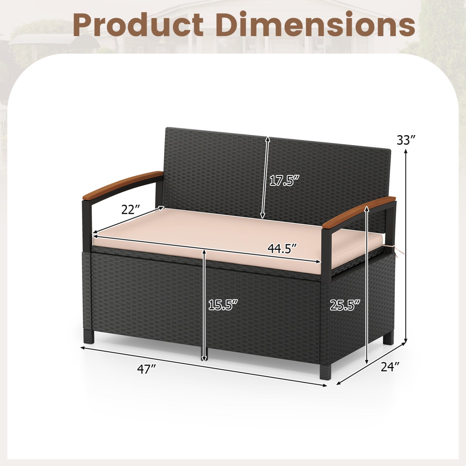 Cushioned Outdoor Storage Bench Deck Box