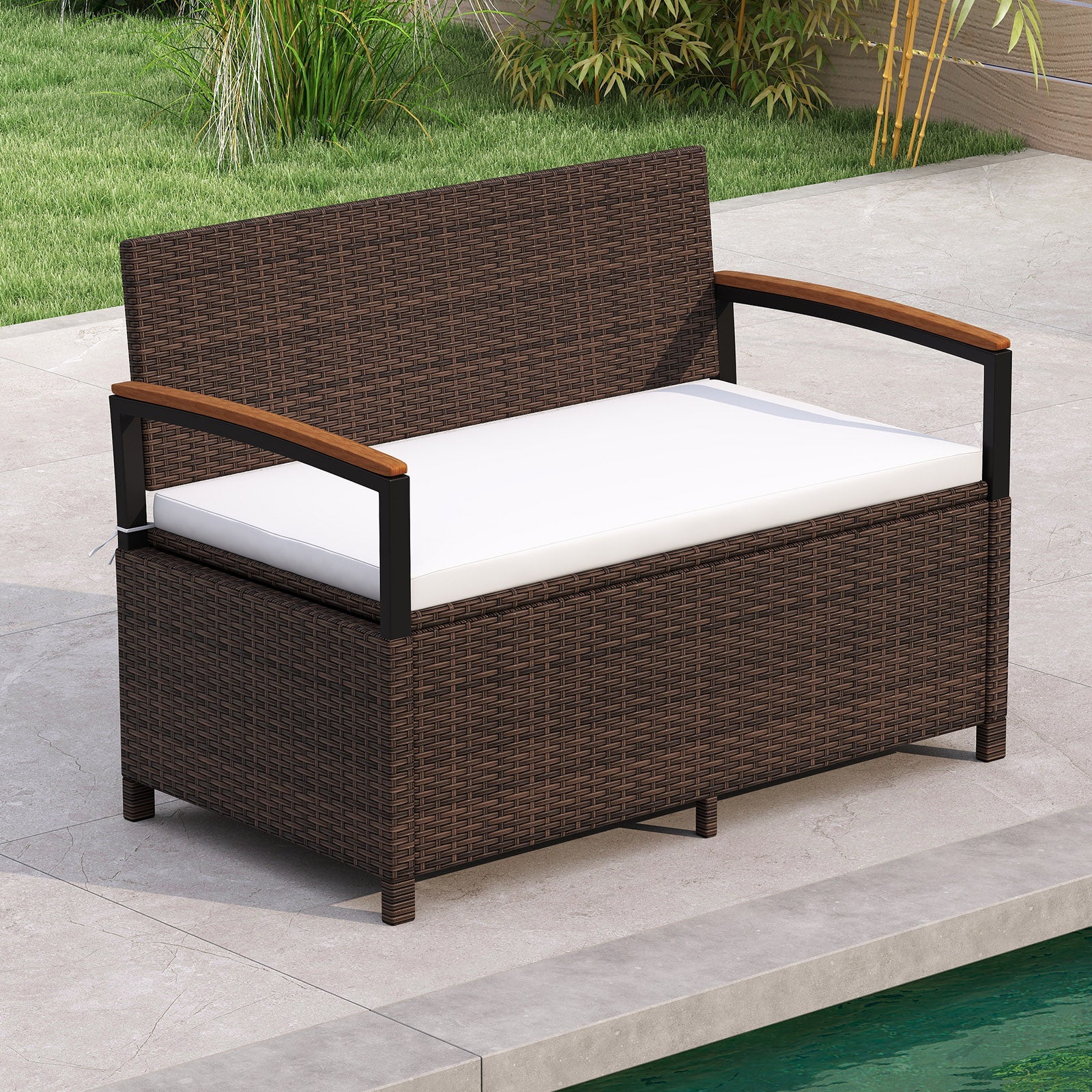 Cushioned Outdoor Storage Bench Deck Box