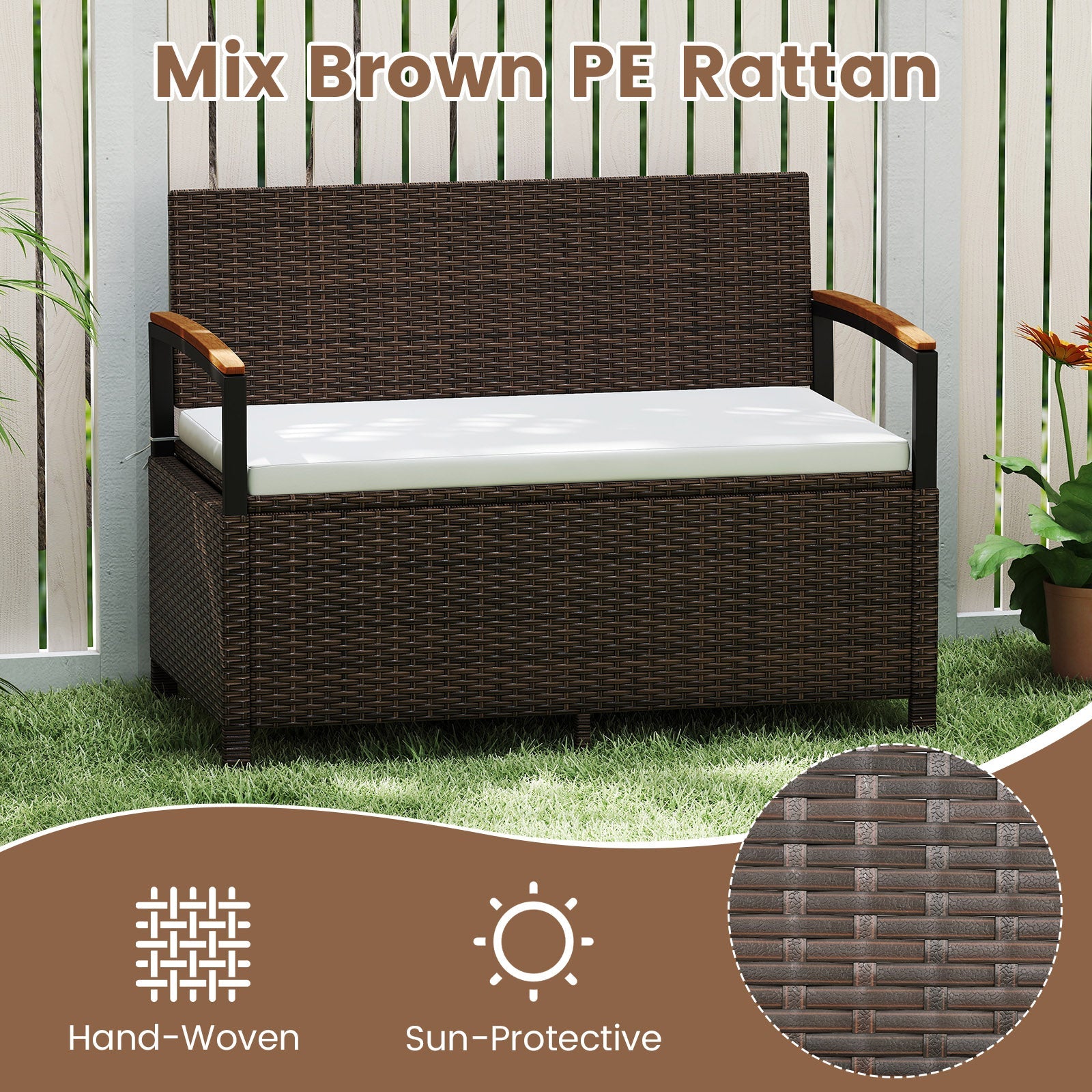 Cushioned Outdoor Storage Bench Deck Box