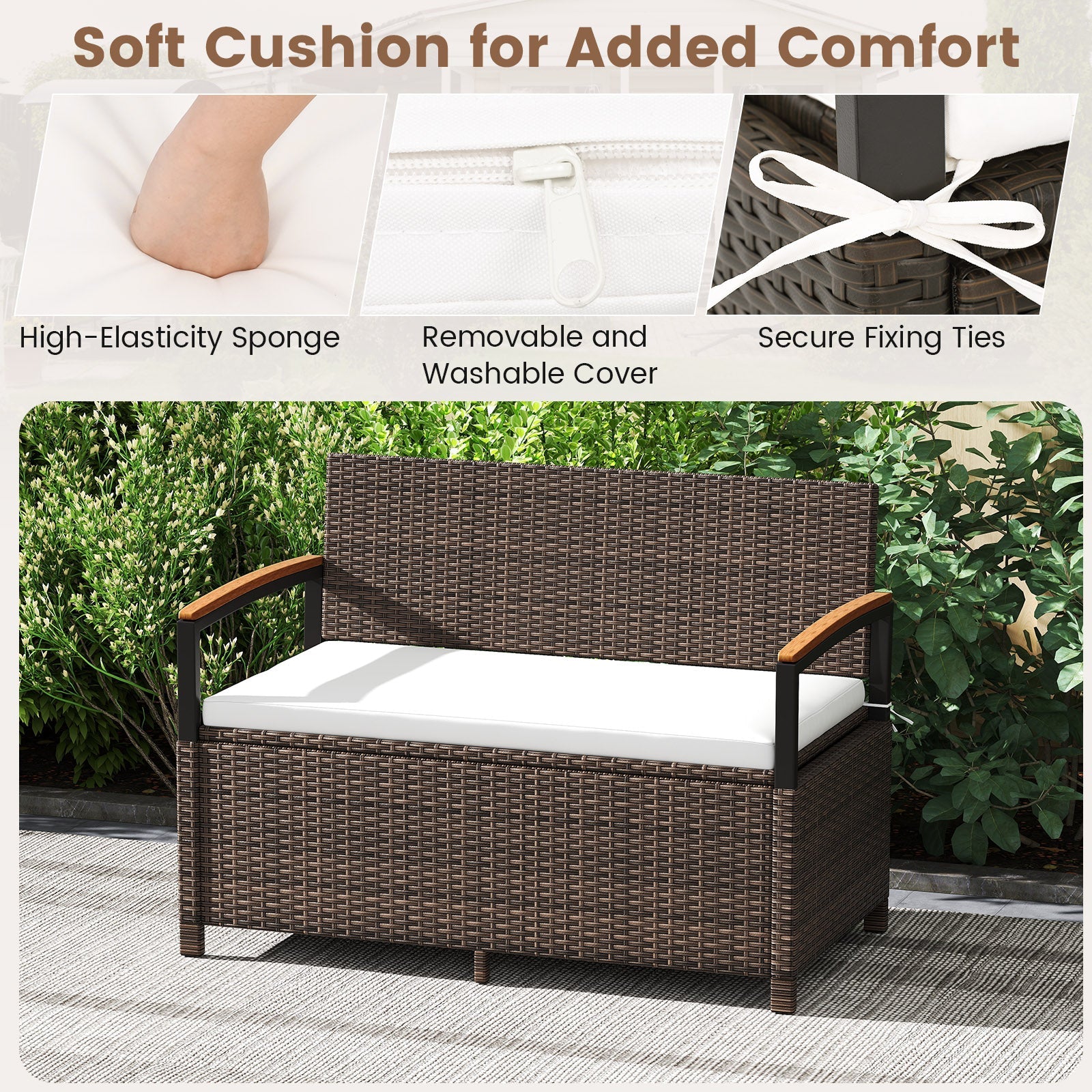 Cushioned Outdoor Storage Bench Deck Box