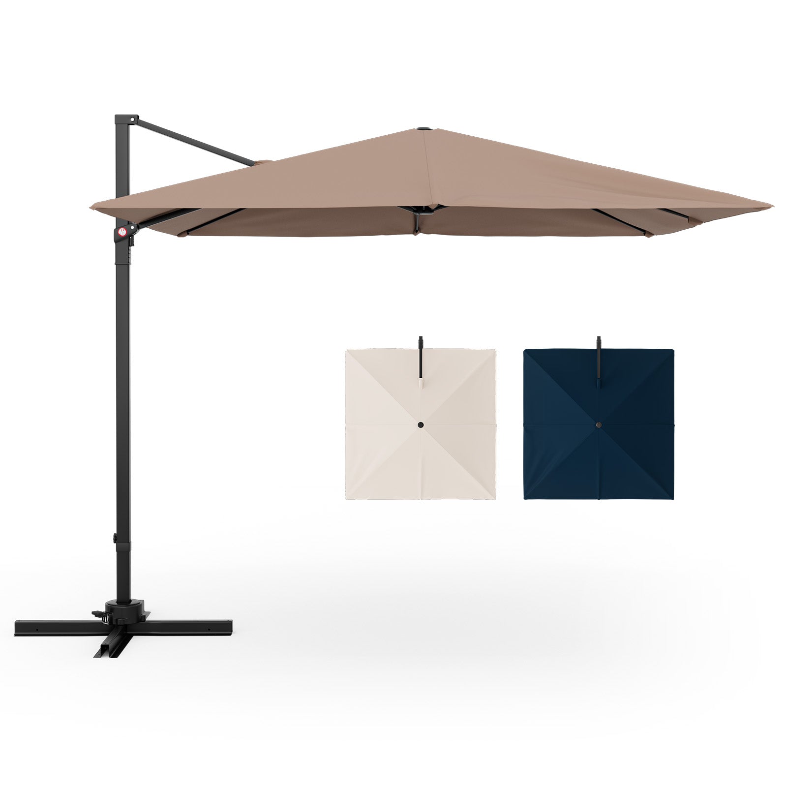 9.5-Foot Square Cantilever Patio Umbrella with 360° Rotation
