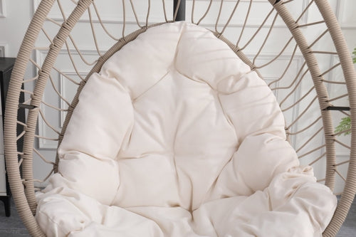 Outdoor Egg Chair with Stand-Beige & Gray