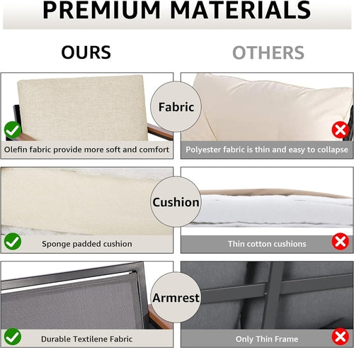 Metal Outdoor Patio Furniture Set 4 Piece With Cushions