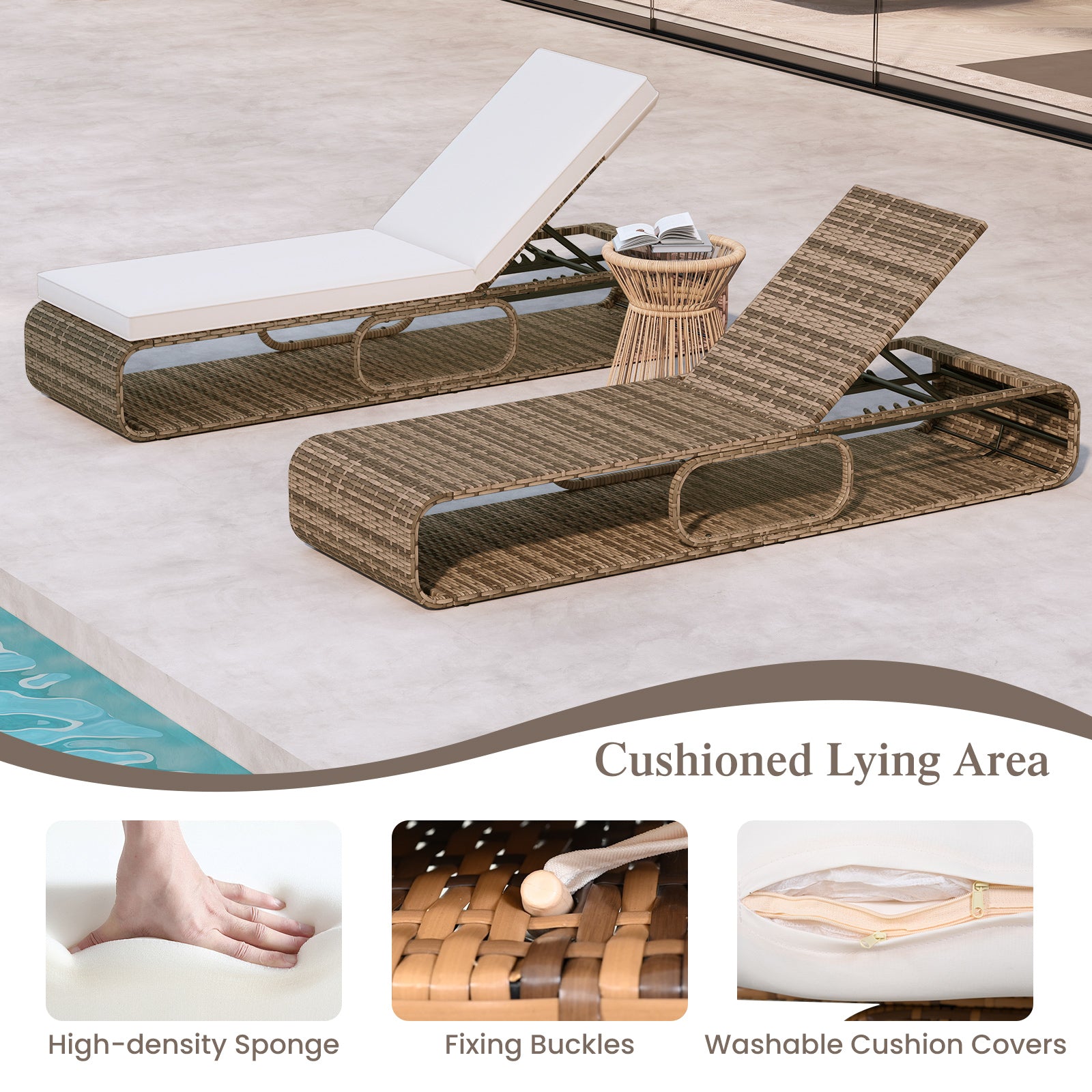 7-Position Adjustable Wicker Chaise Lounge